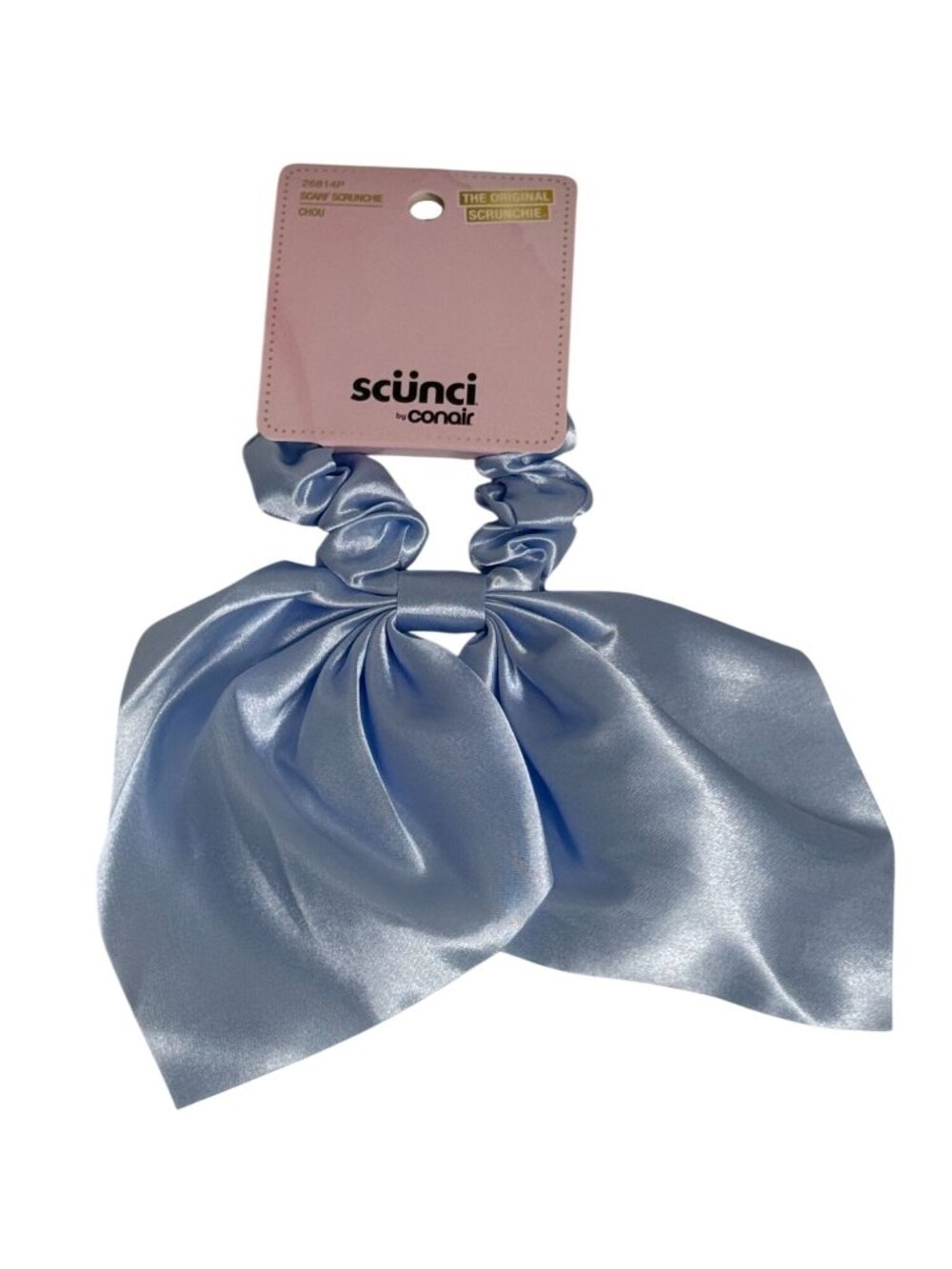 Scunci Blue Satin Scarf Scrunchie Hair Tie Bow New